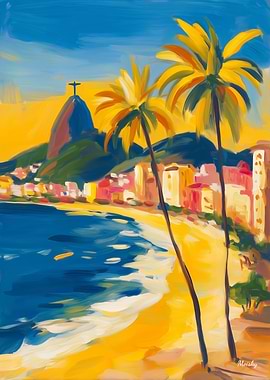 Rio de Janeiro Fauvist Cityscape – Christ the Redeemer Colorful Art