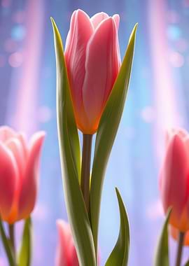 Pink Tulips with Soft Background