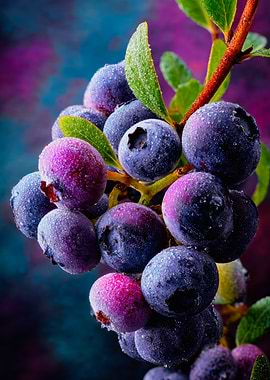 Vibrant Blueberries with Dew Cinematic Art