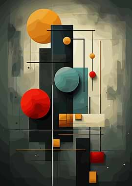 Abstract Geometric Composition with Circles and Rectangles