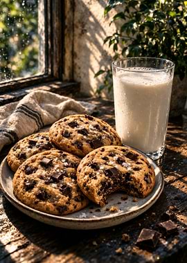 Chocolate Chip Cookies and Milk