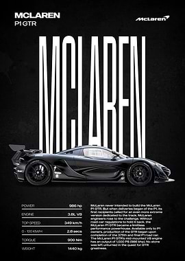 McLaren P1 GTR Car Poster