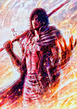 Warrior with Fiery Sword