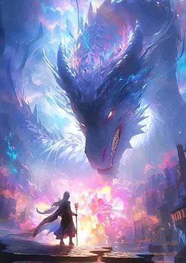 Dragon and Sorceress Confrontation