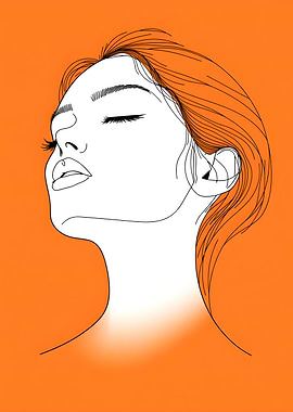 Minimalist Woman Portrait with Orange Background