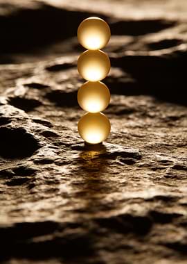 Stacked Glowing Spheres on Textured Surface