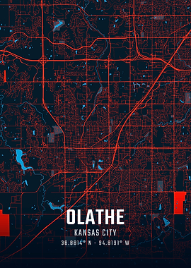 Olathe City Map Art
