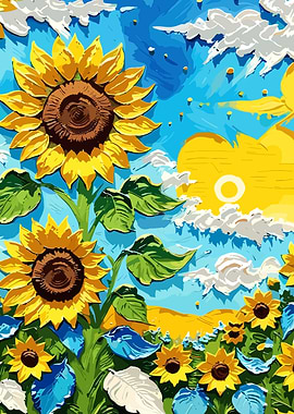 Sunflower Field Under a Blue Sky