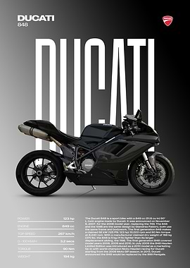 Ducati 848 Motorcycle Poster
