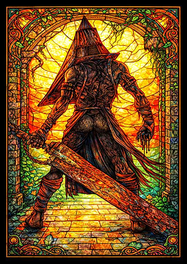 Pyramid Head Stained Glass Art