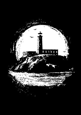 Lighthouse on a Rocky Island