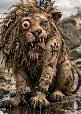 Punk Lion King with Tattoos