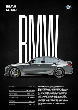 BMW M3 G80 Car Poster