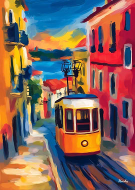 Lisbon Fauvist Cityscape – Colorful Alfama Skyline Art