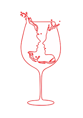Wine Glass Silhouette of Kissing Faces