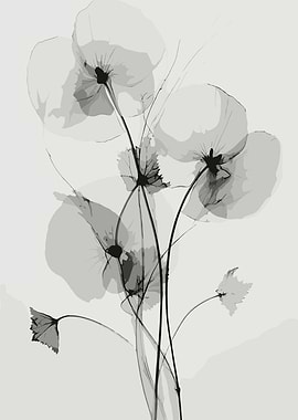 Monochromatic Poppies Illustration