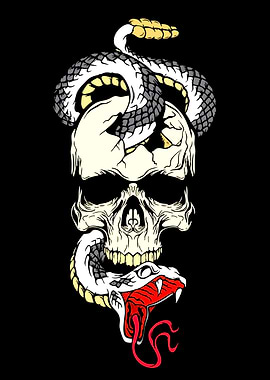 Skull and Snake Illustration