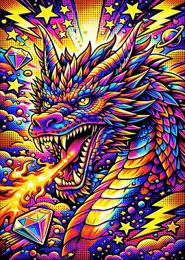 Vibrant Dragon Breathing Fire