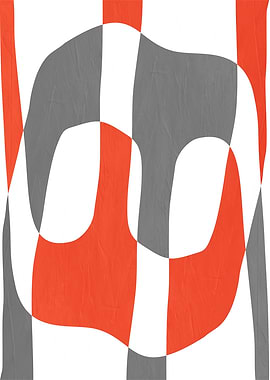 Abstract Organic Shapes in Orange, Gray, and White