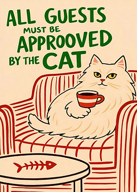 Cat Approves Guests Sign