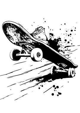Skateboard with Splatter Effect