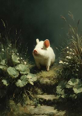 Cute Piglet in a Grassy Meadow