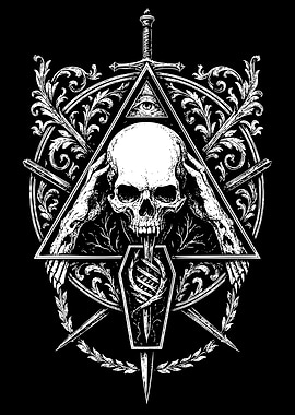 Skull with All-Seeing Eye and Coffin