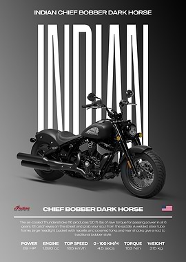 Indian Chief Bobber Dark Horse Motorcycle Poster