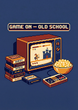 Retro Gaming Setup with Popcorn