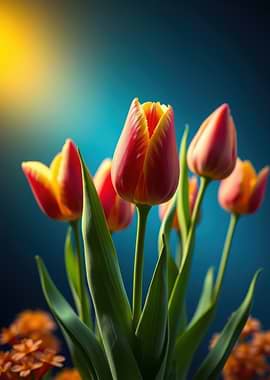 Vibrant Tulips in Sunlight
