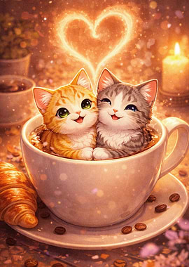 Two Kittens in a Coffee Cup