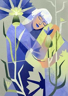 Woman Resting Among Flowers