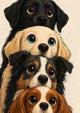 Stack of Adorable Puppies