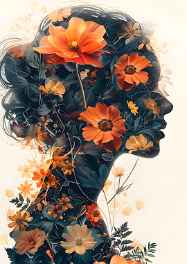 Floral Silhouette of a Woman's Profile