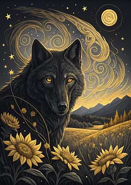 Wolf in a Starry Field