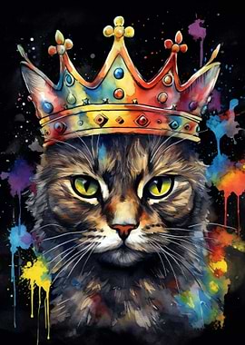 Majestic Cat King with Crown