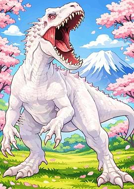 Dinosaur with Cherry Blossoms