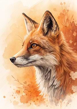 Watercolor Fox Portrait