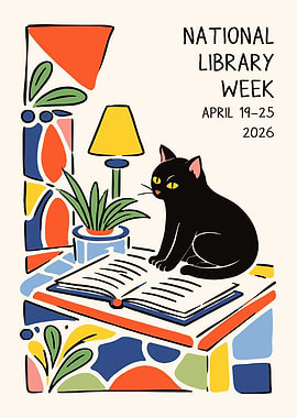 National Library Week Cat Wall Art
