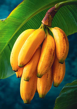 Fresh Ripe Bananas on Tropical Branch