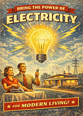 Retro Electricity for Modern Living Poster