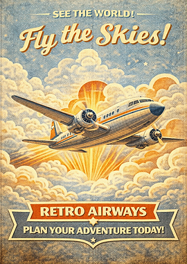 Retro Airways Vintage Travel Poster