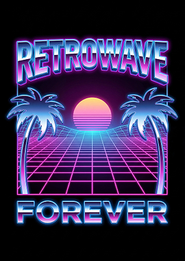 Retrowave Forever Palm Trees Sunset