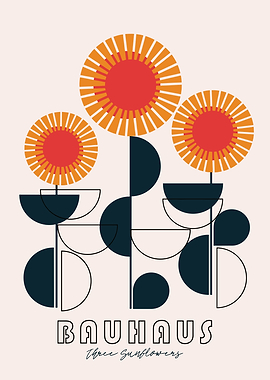 Bauhaus Three Sunflowers Poster