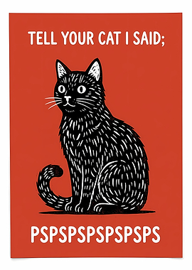 Black Cat with 'Pspspsps' Text
