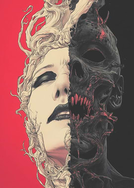 Split Face: Beauty and the Beast