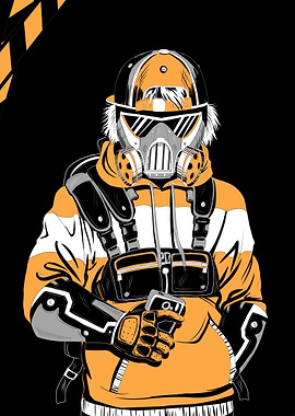 Futuristic Character with Gas Mask
