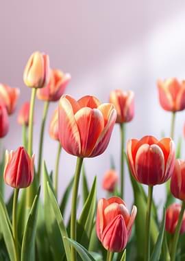 Close-up of Red and Yellow Tulips