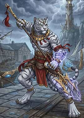 White Tiger Warrior with Lightning Spear