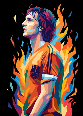 Johan Cruyff Pop Art Portrait